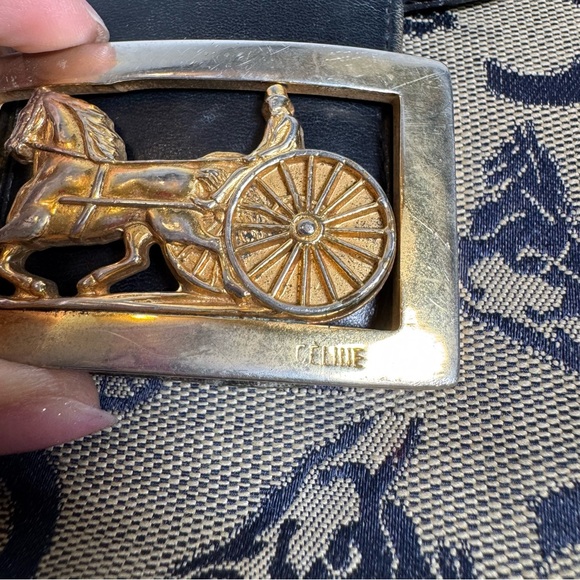 Celine Vintage Canvas Leather Crossbody Bag Purse - Picture 4 of 12